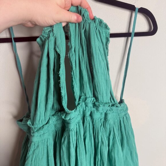 Free People Women's Large Mint Green Mini Dress‎ Halter Ruffle Sleeveless - Picture 4 of 6